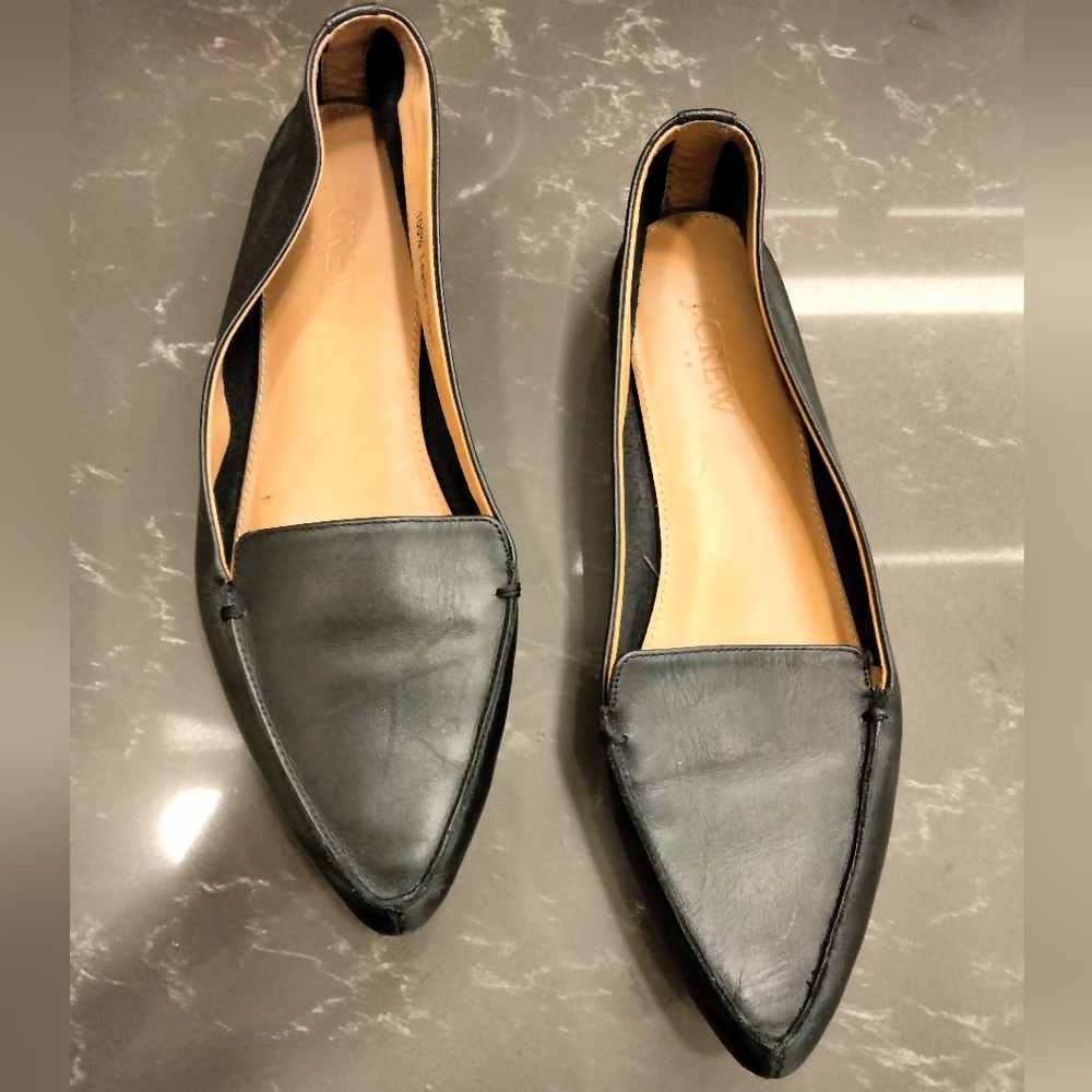 J.Crew Black leather Flats